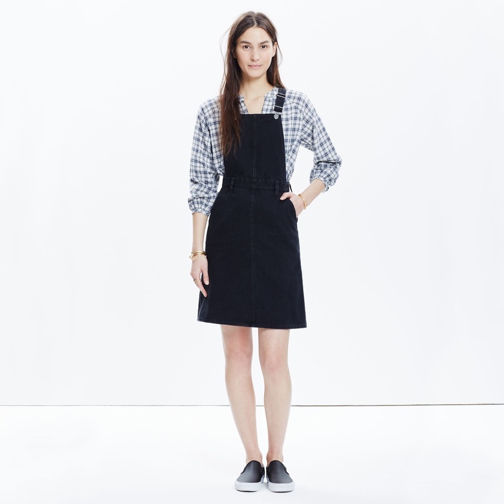 MADEWELL Jean Overall Dress washed denim black medium